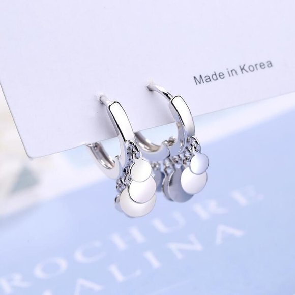 NEW 925 Sterling Silver Coin Hoop Earrings - Picture 4 of 8